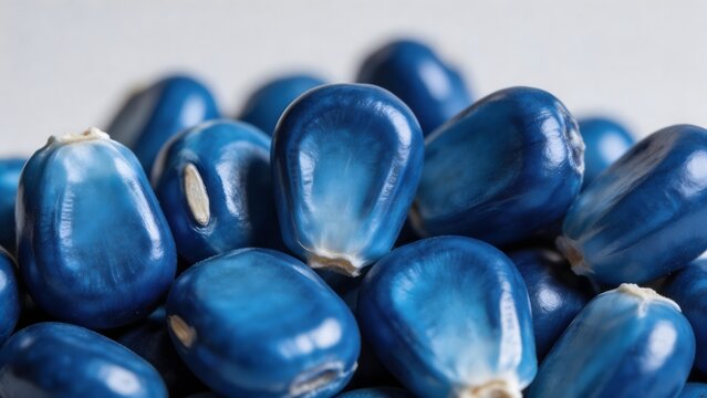 Blue corn kernels in closeup