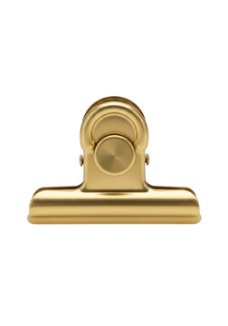 Gold clip paper holder isolated on white background