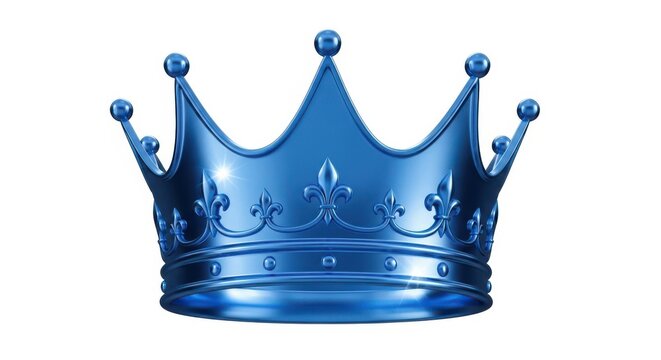 Royal blue metallic crown with jewels isolated
