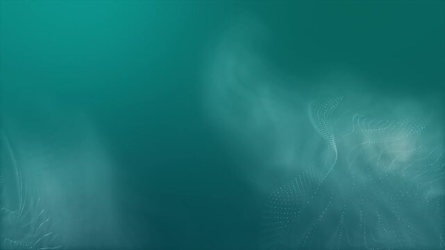 Futuristic abstract background featuring moving turquoise particle lines and elegant cosmic waves 