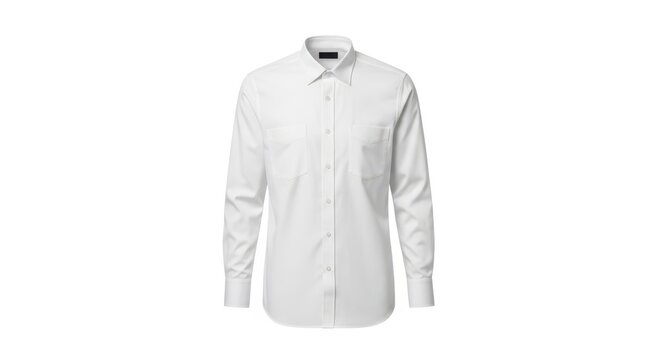 White long sleeve dress shirt with button placket