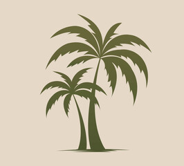 Obraz premium Palm Tree Logo And Isolated White Background