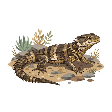 Tuatara Reptile on Rocky Ground