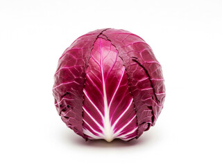 Obraz premium Fresh organic purple radicchio red cabbage leaf vegetable isolated on white background