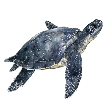 watercolor painting of Leatherback Sea Turtle, isolated on a white background.