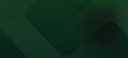 Abstract green background with glowing geometric lines. Modern gradient rounded square lines pattern. Futuristic concept. © Rahman