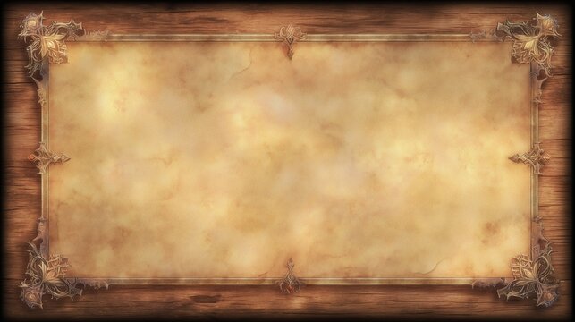 fantasy bulletin board empty with a wooden frame, copy space for text.
