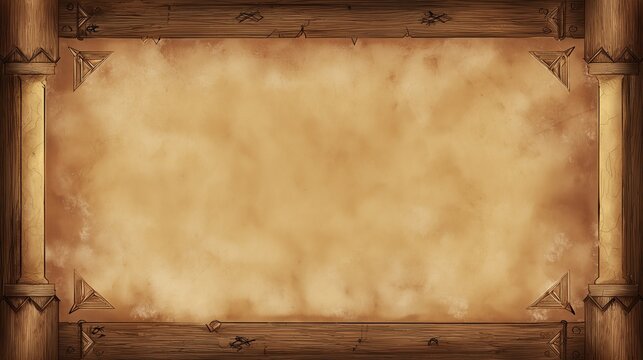 fantasy bulletin board empty with a wooden frame, copy space for text.
