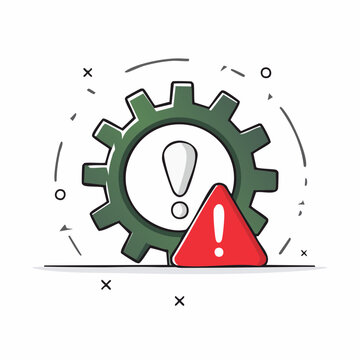 Warning Sign on Gear Symbol