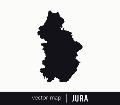  Minimal black silhouette map of Jura. administrative division of France. Clean vector geographic outline perfect for cartography projects, travel designs, regional branding.