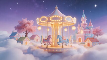 Fototapeta premium Fantasy carousel in the sky