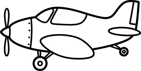 Simple Outline Drawing of a Small Propeller Airplane © Hanzcoli