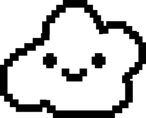 Fototapeta premium Pixel art cloud character, cute kawaii face, retro 8-bit style, white background