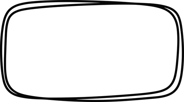 Hand-drawn double outline rectangle shape on white background, simple doodle frame