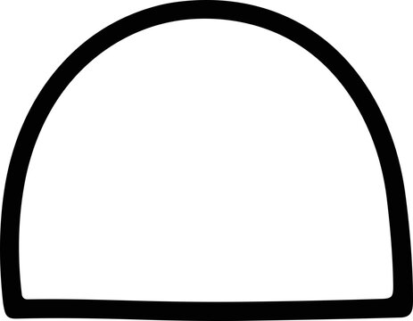 Simple black outline of a semicircle on a white background.
