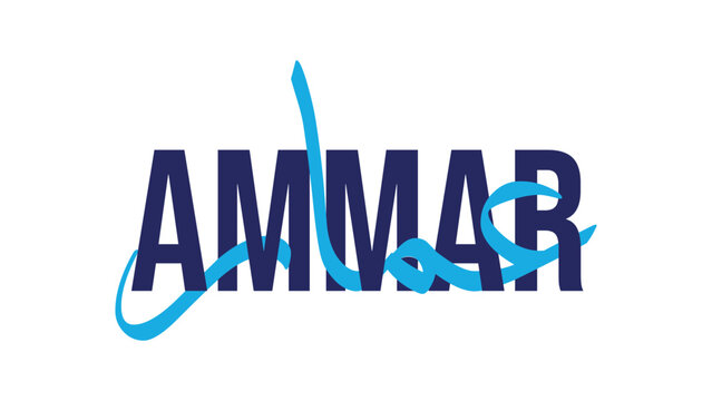 Ammar name typography text design with creative lettering.
