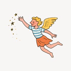 Obraz premium Whimsical angel spreading stars.