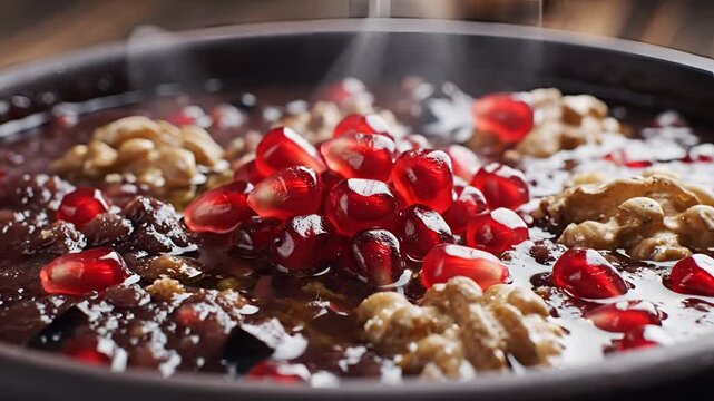 Delicious Ashure Dessert with Pomegranate and Walnuts.