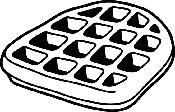 Crisp waffle grid pattern illustration, isolated on white background, simple drawing