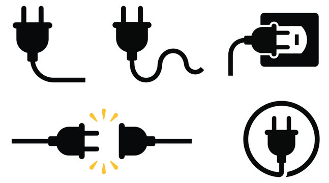 Set of electrical plug icons