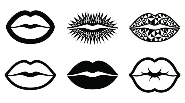 Set of various lip icons