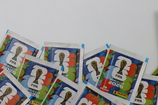 FIFA World Cup 2026 sticker album and packet with a copy space 