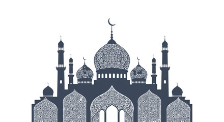 Islamic Mosque Silhouette with Arabic Calligraphy Decorations © moro