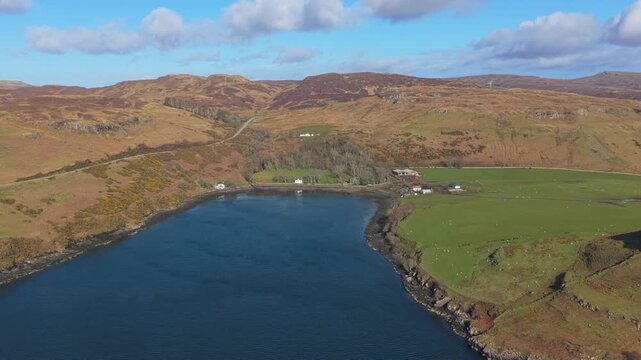 Aerial view of gesture bay viewpoint in scotland