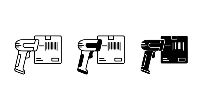 Barcode Scanner Icons, Product Scanning Vector Set, Retail Logistics Technology, Shipping Package Data Capture