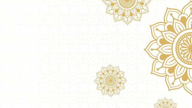 Islamic motion graphics with ornamental mandala patterns in golden hues, perfect for festive and cultural presentations