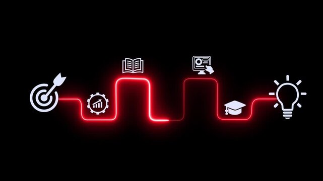 AI powered personalized E-Learning concept on the transparent background. Online education, skill development and graduation. Motion graphics of E-learning idea. 4k video animation
