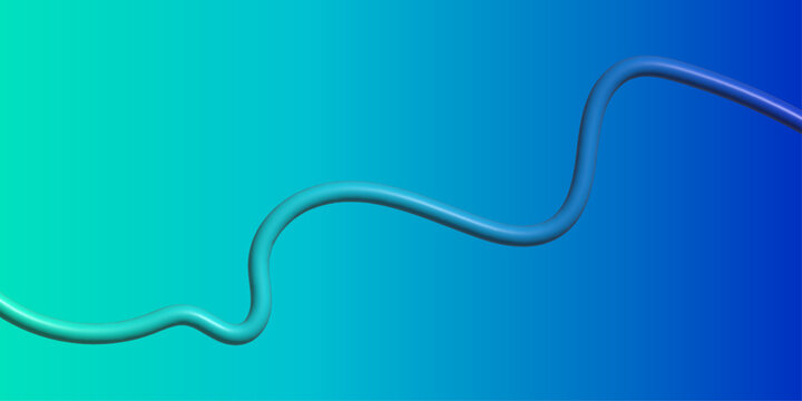 Abstract Background with 3D Wavy Pipe Line on Cyan to Royal Blue Gradient for Modern Corporate Presentation and Tech Backdrop