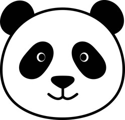 Obraz premium Cute Panda Bear Face Icon, Simple Vector Illustration, Black and White