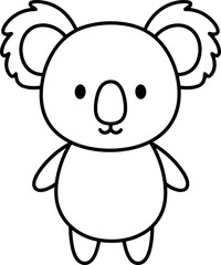 Cute cartoon koala outline, simple illustration, isolated on white background, vector art © rebok