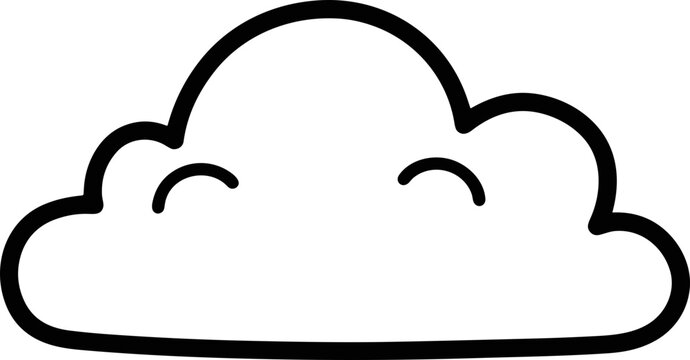 Simple cartoon cloud with smiling eyes, doodle style, white background