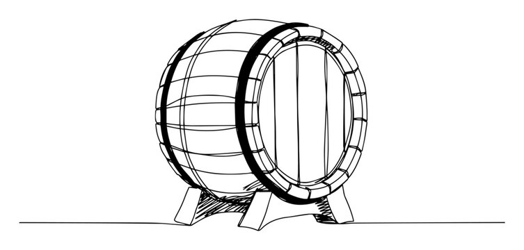 barrel on stand simple minimalist drawing with one thin line