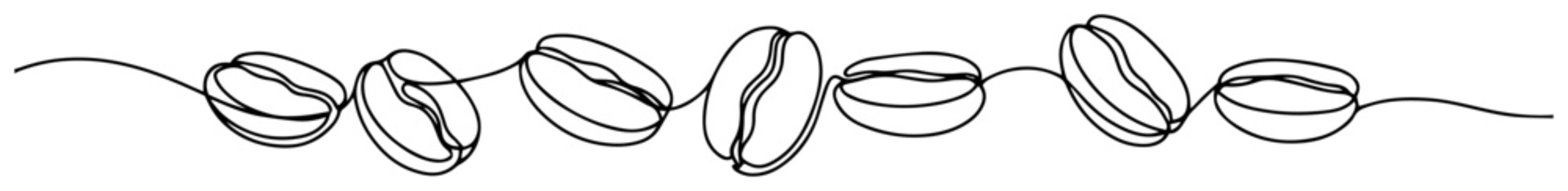 coffee beans row line art vector