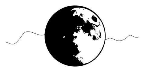 moon in phase sketch of a thin one line in the style of a black vector on a white background © Wieslaw