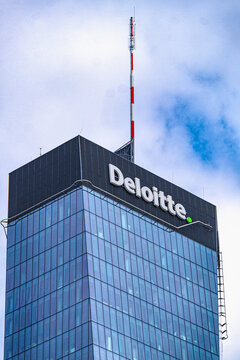 Deloitte office building in Warsaw. Global provider of audit, assurance and finance advisory	