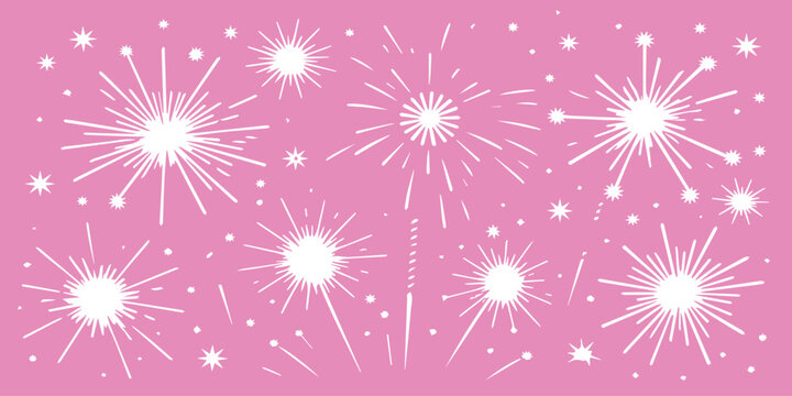 Abstract pink winter background with stars and snowflake seamless vector illustration for Christmas holiday wallpaper design
