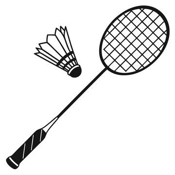 badminton racket and shuttlecock on white background