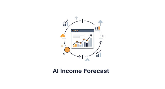 AI income forecast graph on screen.
