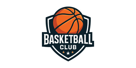 Basketball Club Logo – Modern Sports Badge with Orange Ball and Stars, Professional Team Emblem for School, College, League Branding and Jersey Design © Asadul