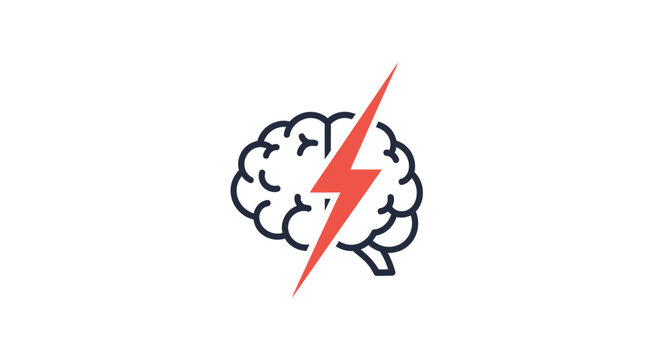 Brain with a lightning bolt striking.