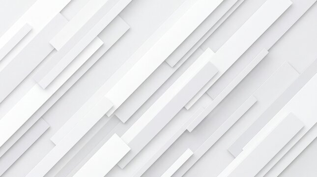 White abstract geometric composition. Features diagonal overlapping rectangles and layers with soft shadows. Clean minimalist style for corporate and technology presentations.