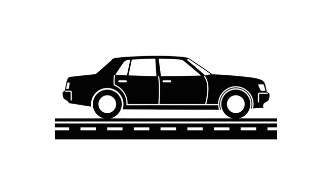 Black Car Side View Illustration.