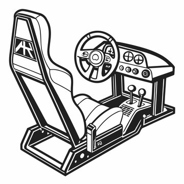 Racing simulator cockpit outline graphic for gaming setup and hardware.