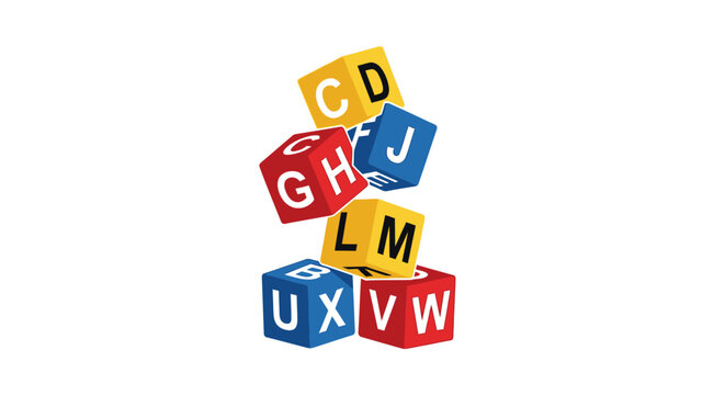 Colorful Alphabet Blocks Stacked High.