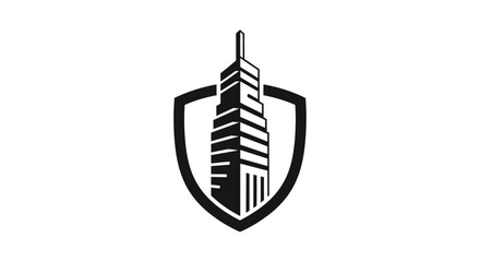 Building Skyscraper Architecture Shield Emblem. © Novi Ratnasari