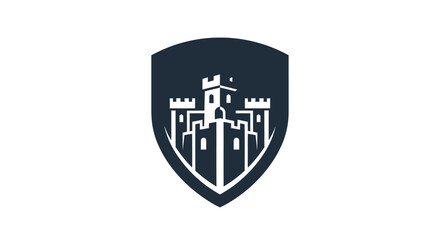 Castle Emblem Shield Logo Design. © Novi Ratnasari